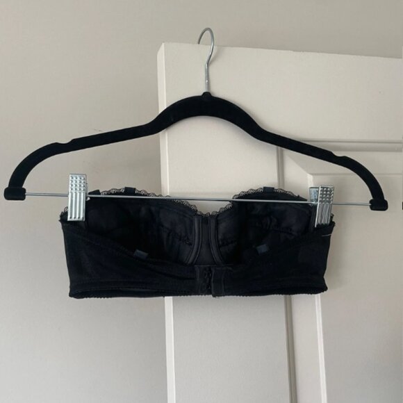 90s Black Beaded Fringe "Bustier" Bra - Picture 3 of 5